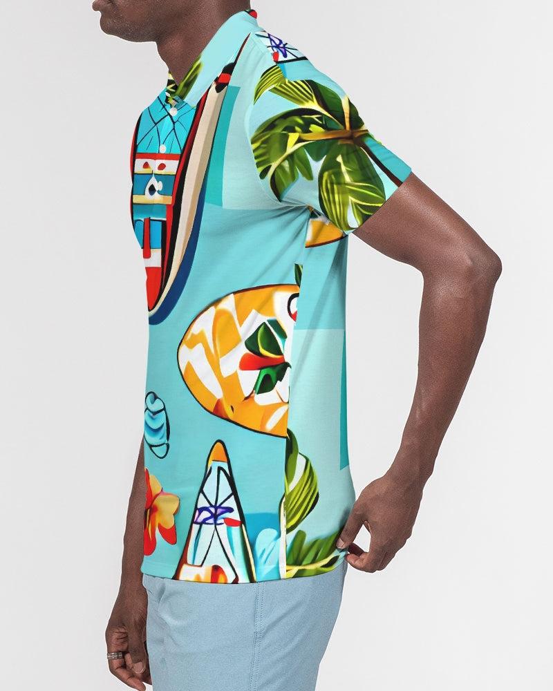 Beach Life Men's Slim Fit Short Sleeve Polo