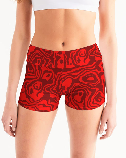 Cherry Slush Women's Mid-Rise Yoga Shorts