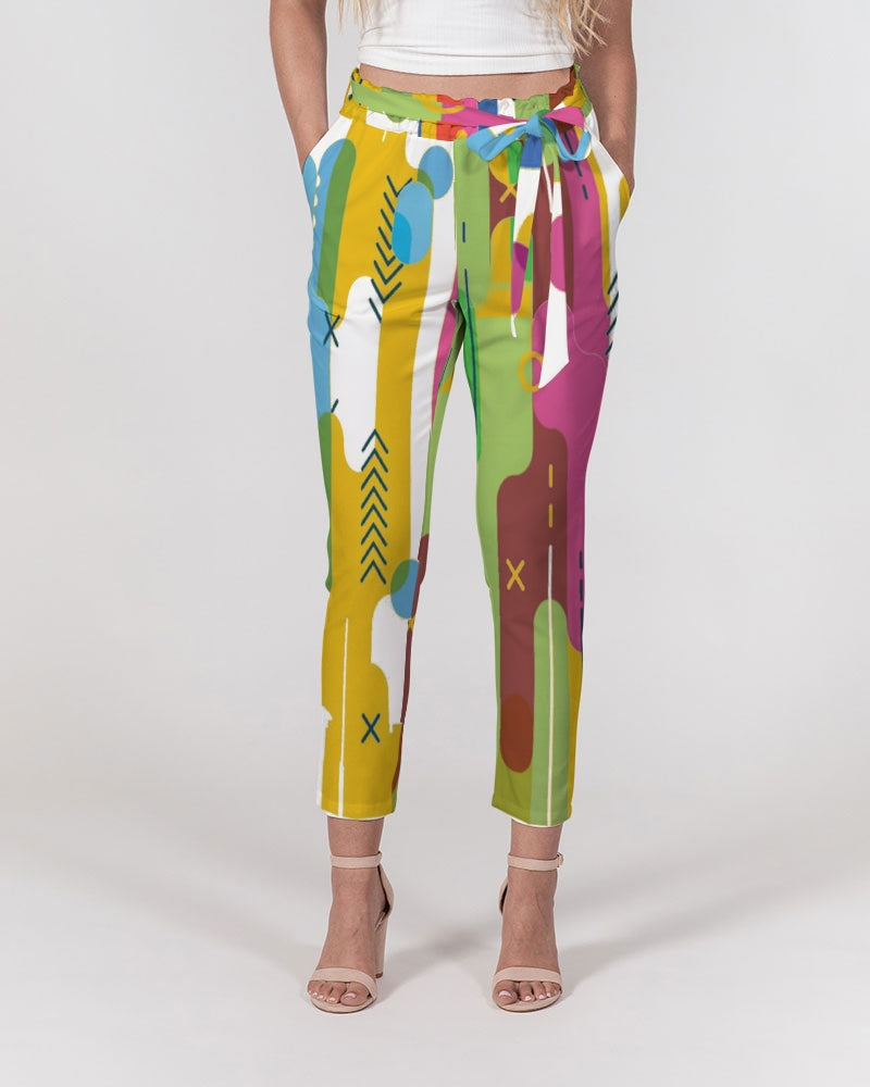 Dope T Women's Retro Splash Belted Tapered Pants