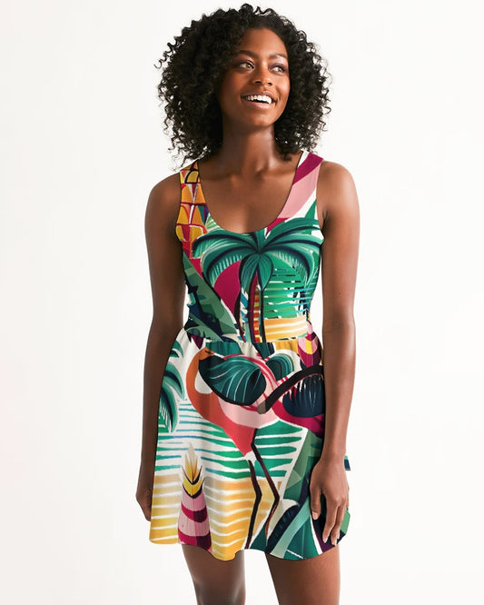 Tropical Paradise Women's Scoop Neck Skater Dress