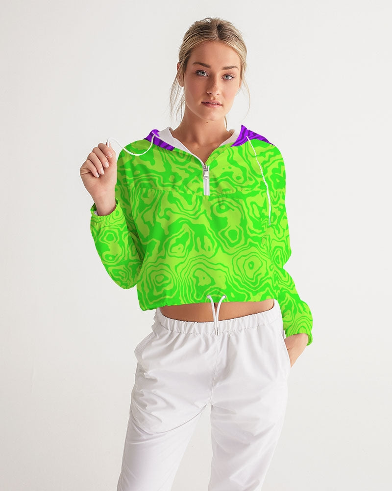 Green Apple Slush Women's Cropped Windbreaker
