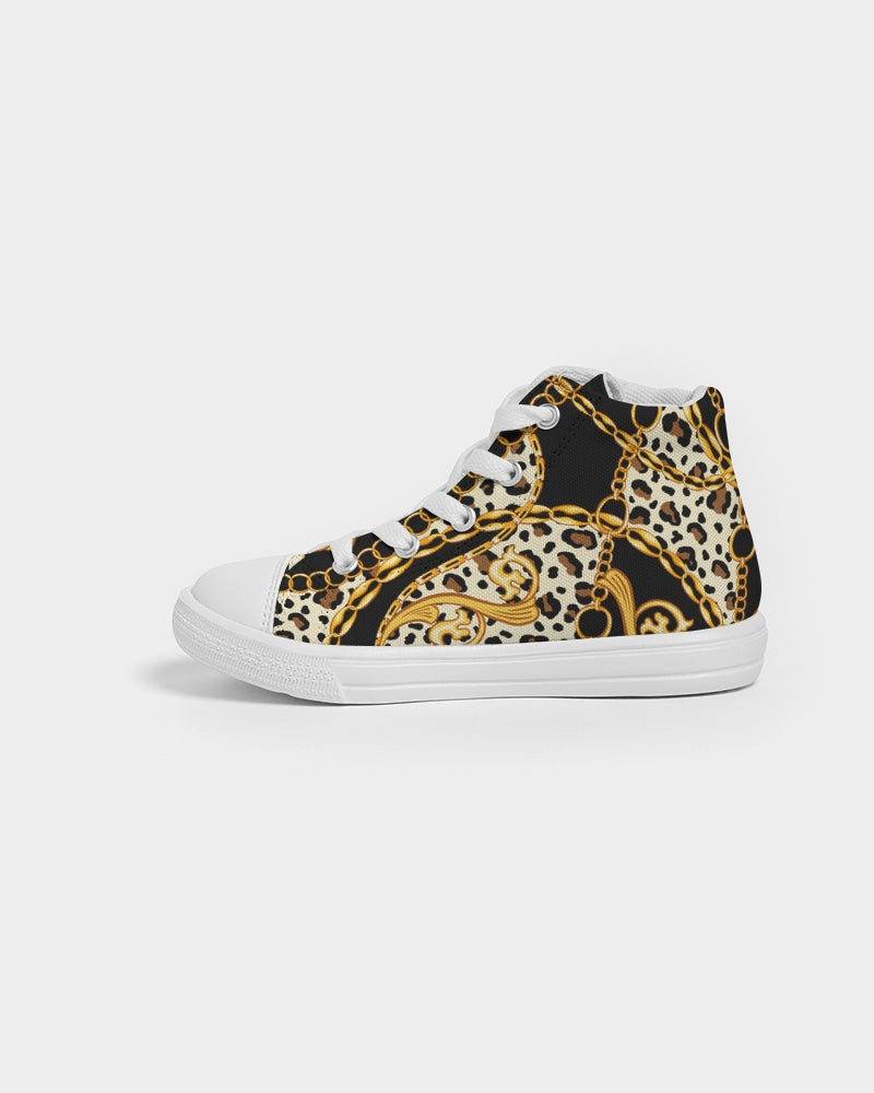 Multi Chain Print Mix Kids Hightop Canvas Shoe