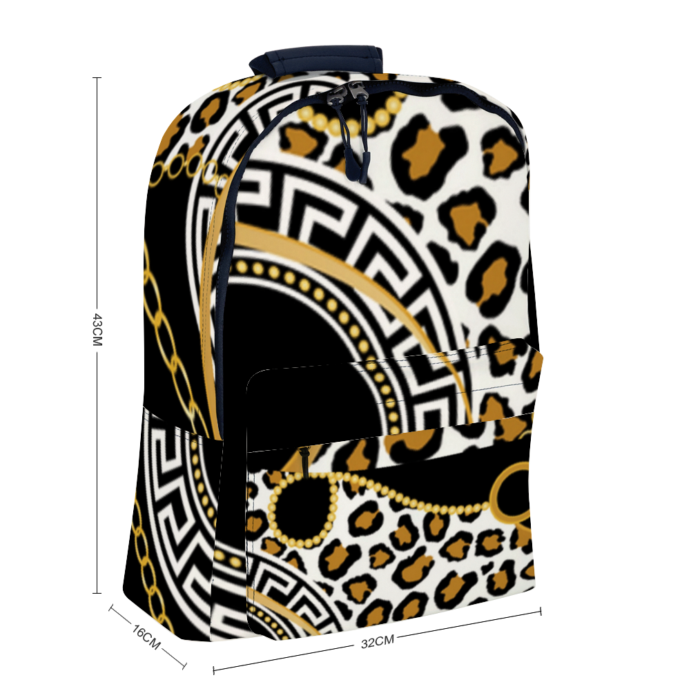 Safari Print Leather Travel Backpack