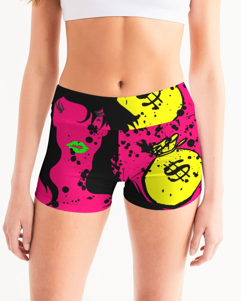 Trap Girl Women's Mid-Rise Yoga Shorts - The Dripp VIP