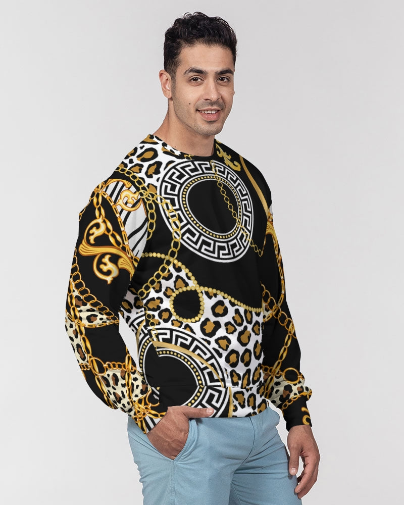 Mix Multi Prints Men's Classic French Terry Crewneck Pullover