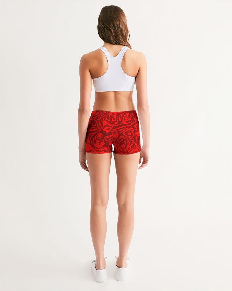 Cherry Slush Women's Mid-Rise Yoga Shorts