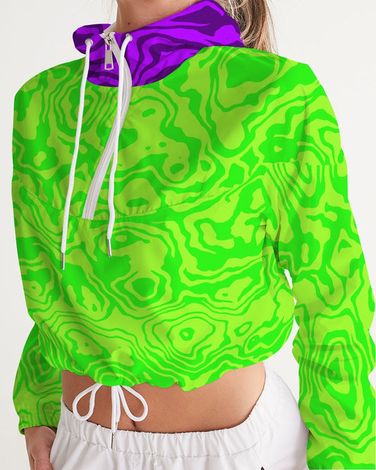 Green Apple Slush Women's Cropped Windbreaker