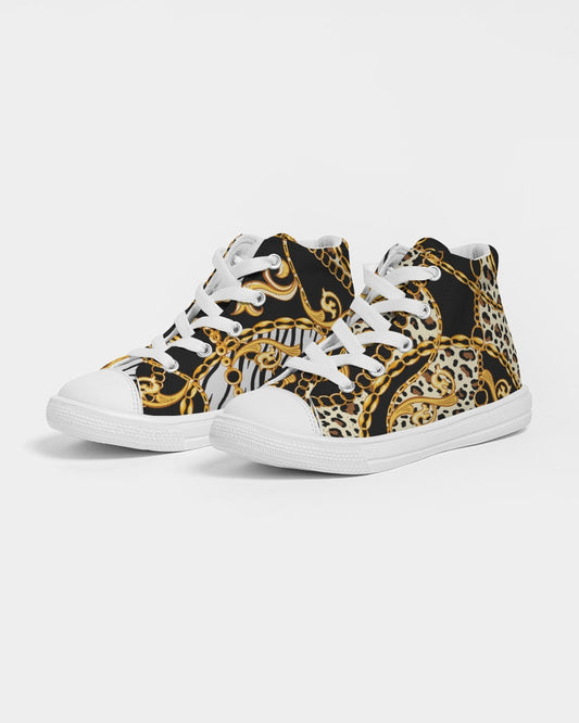 Multi Chain Print Mix Kids Hightop Canvas Shoe