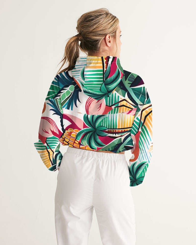 Tropical Paradise Women's Cropped Windbreaker