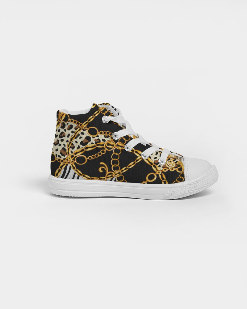 Multi Chain Print Mix Kids Hightop Canvas Shoe