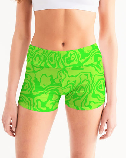 Green Apple Slush Women's Mid-Rise Yoga Shorts