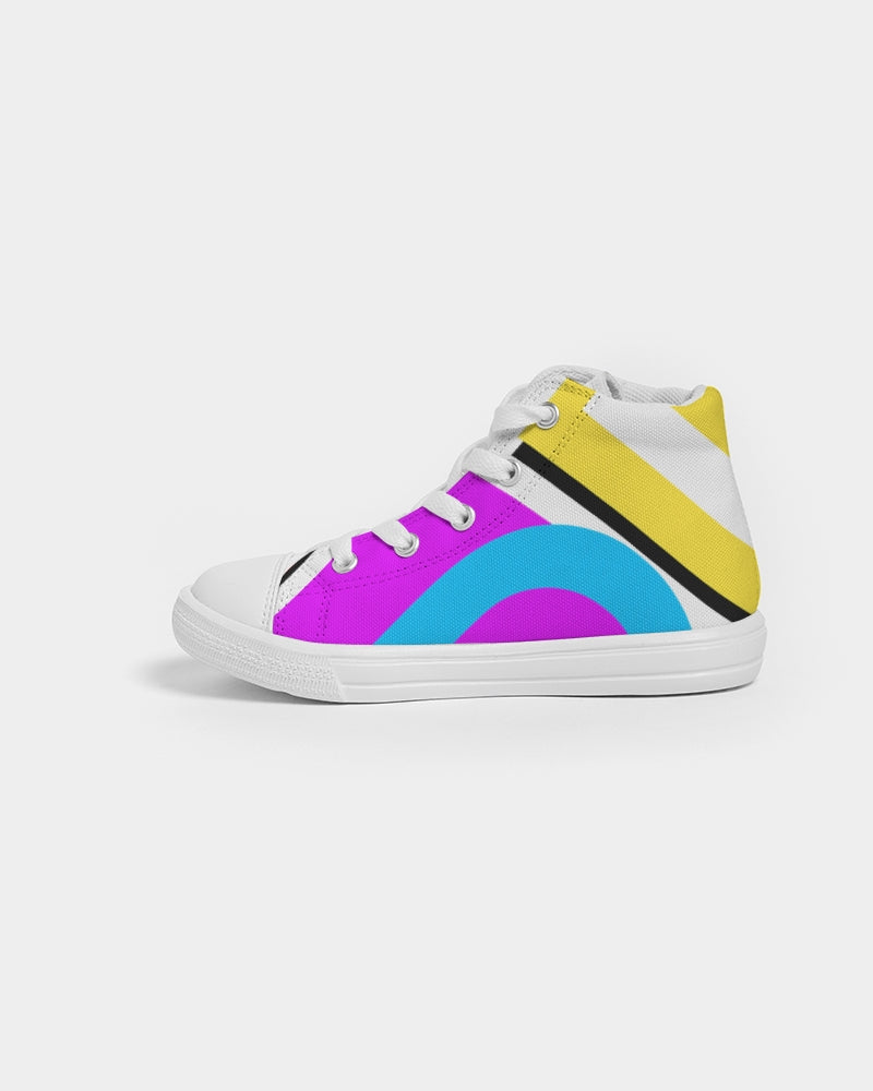 Color Block Retro Splash Kids Hightop Canvas Shoe