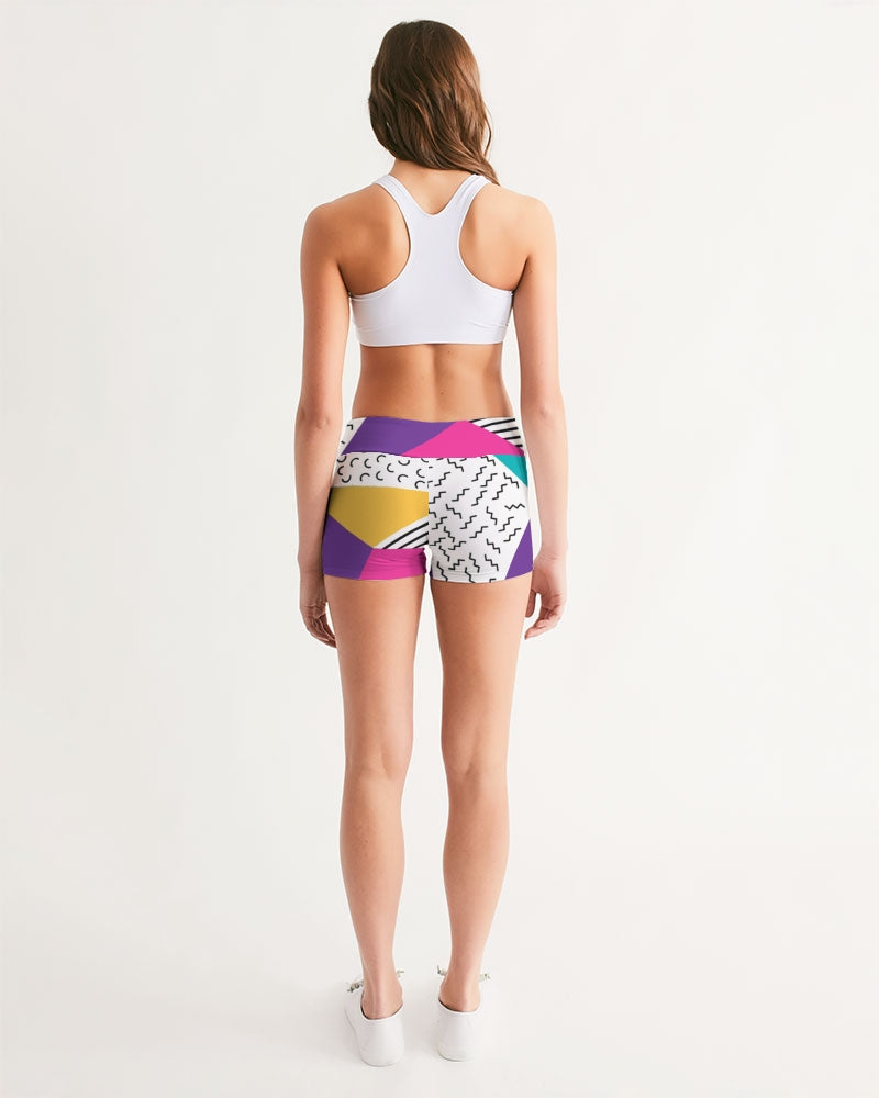 Dope T Women's Retro Splash Mid-Rise Yoga Shorts - The Dripp VIP