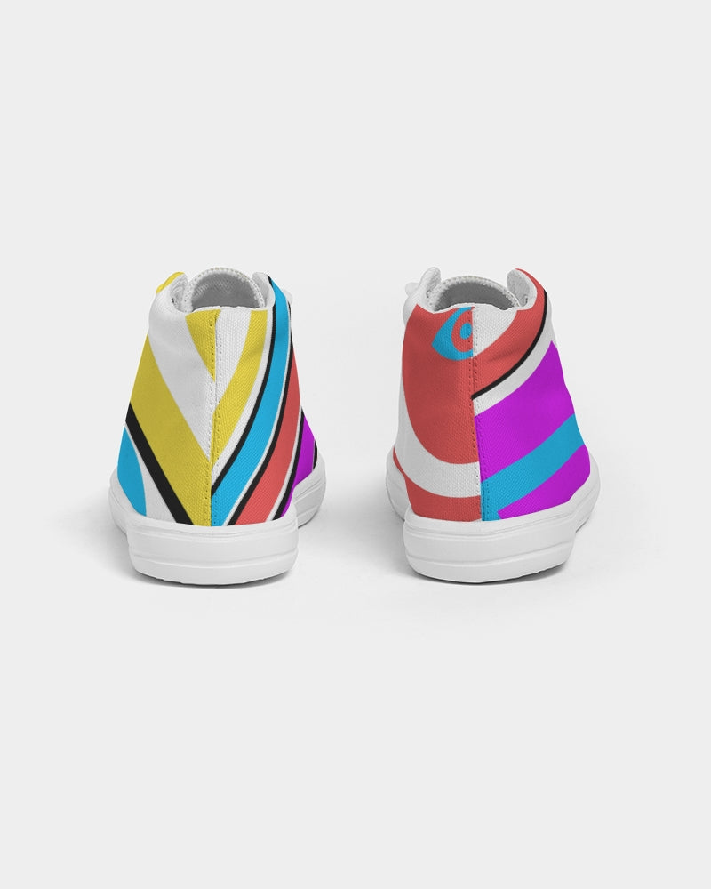 Color Block Retro Splash Kids Hightop Canvas Shoe