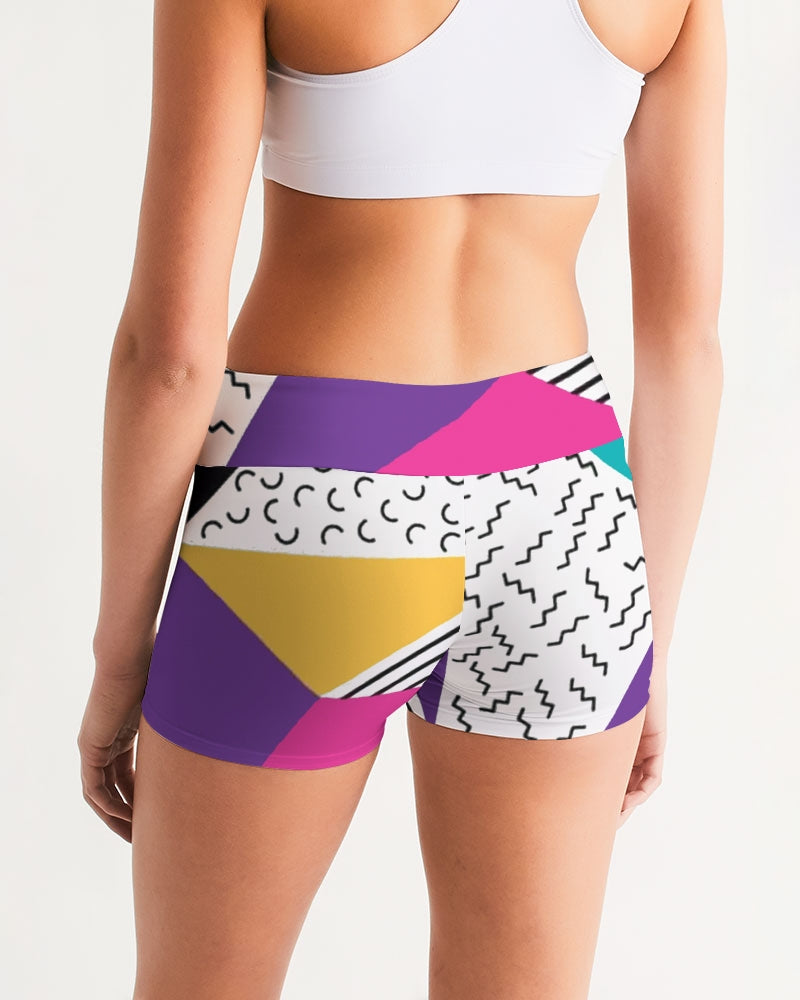 Dope T Women's Retro Splash Mid-Rise Yoga Shorts - The Dripp VIP