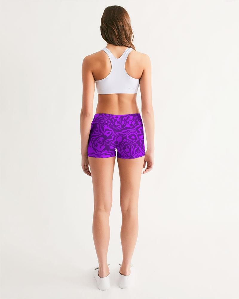 Grape Slush Women's Mid-Rise Yoga Shorts
