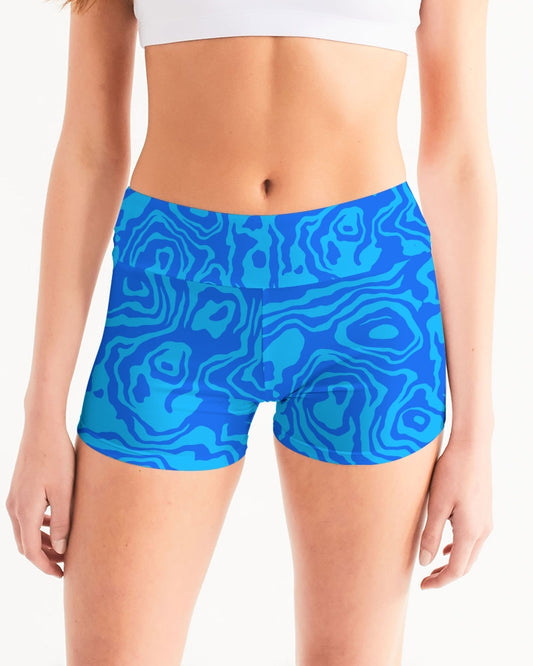 Blueberry Slush Women's Mid-Rise Yoga Shorts