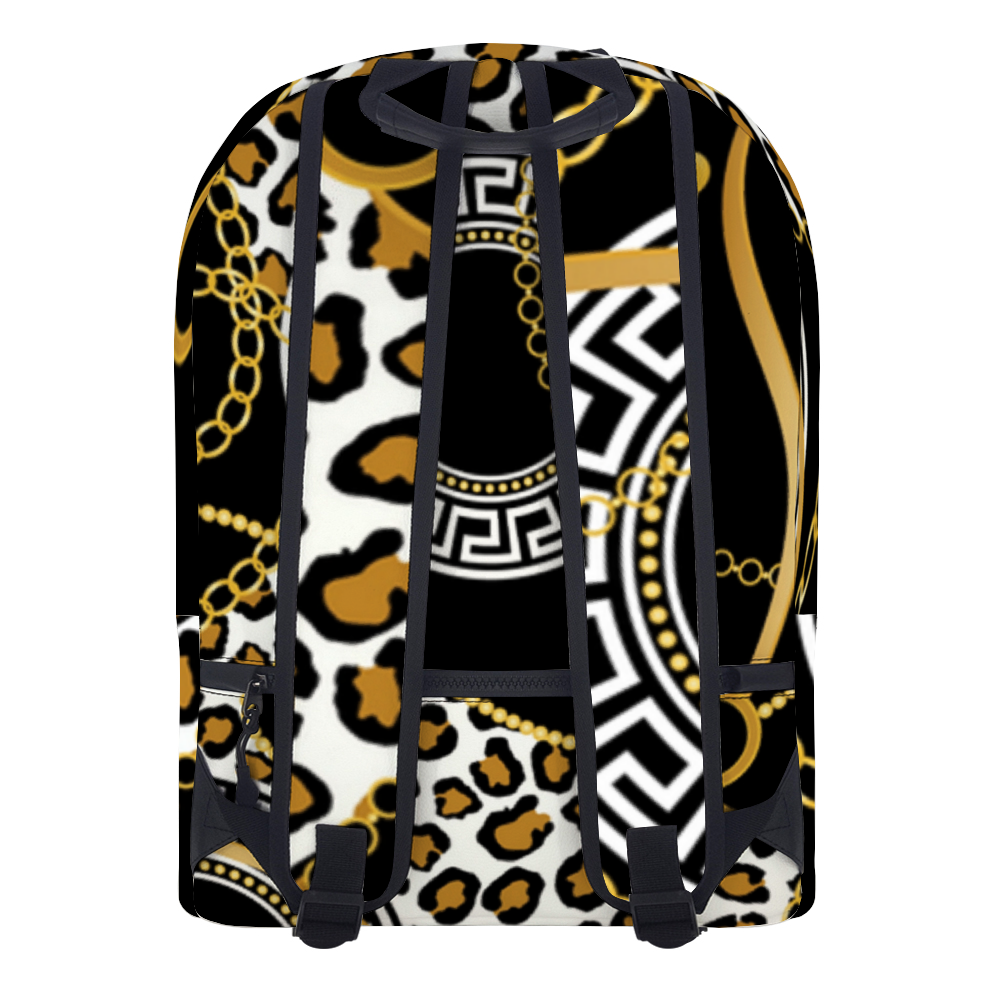 Safari Print Leather Travel Backpack